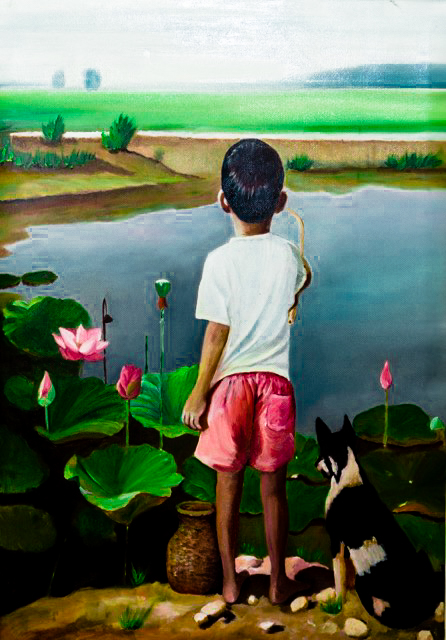 Tranh Sơn Dầu Câu Cá